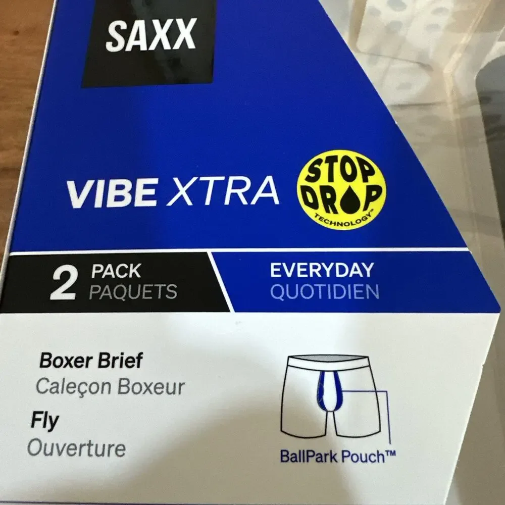 Saxx mens Vibe Xtra Boxer Brief Fly 2-Pack Print/black Size Small